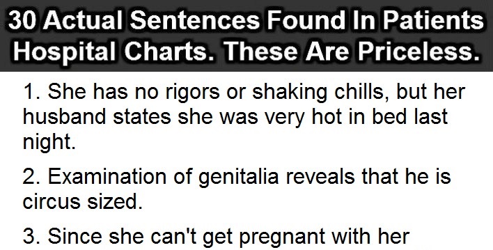 30 Actual Sentences Found In Patients Hospital Charts