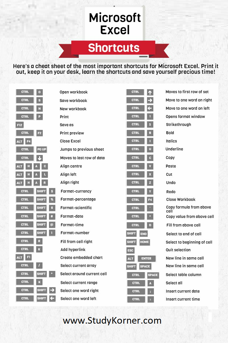 Free Printable Excel Cheat Sheet